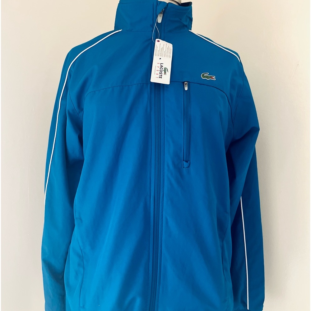 SOLD!!! NWT LACOSTE SPORTS BLUE LASER WHITE BLACK ZIP JACKET 4 MEDIUM